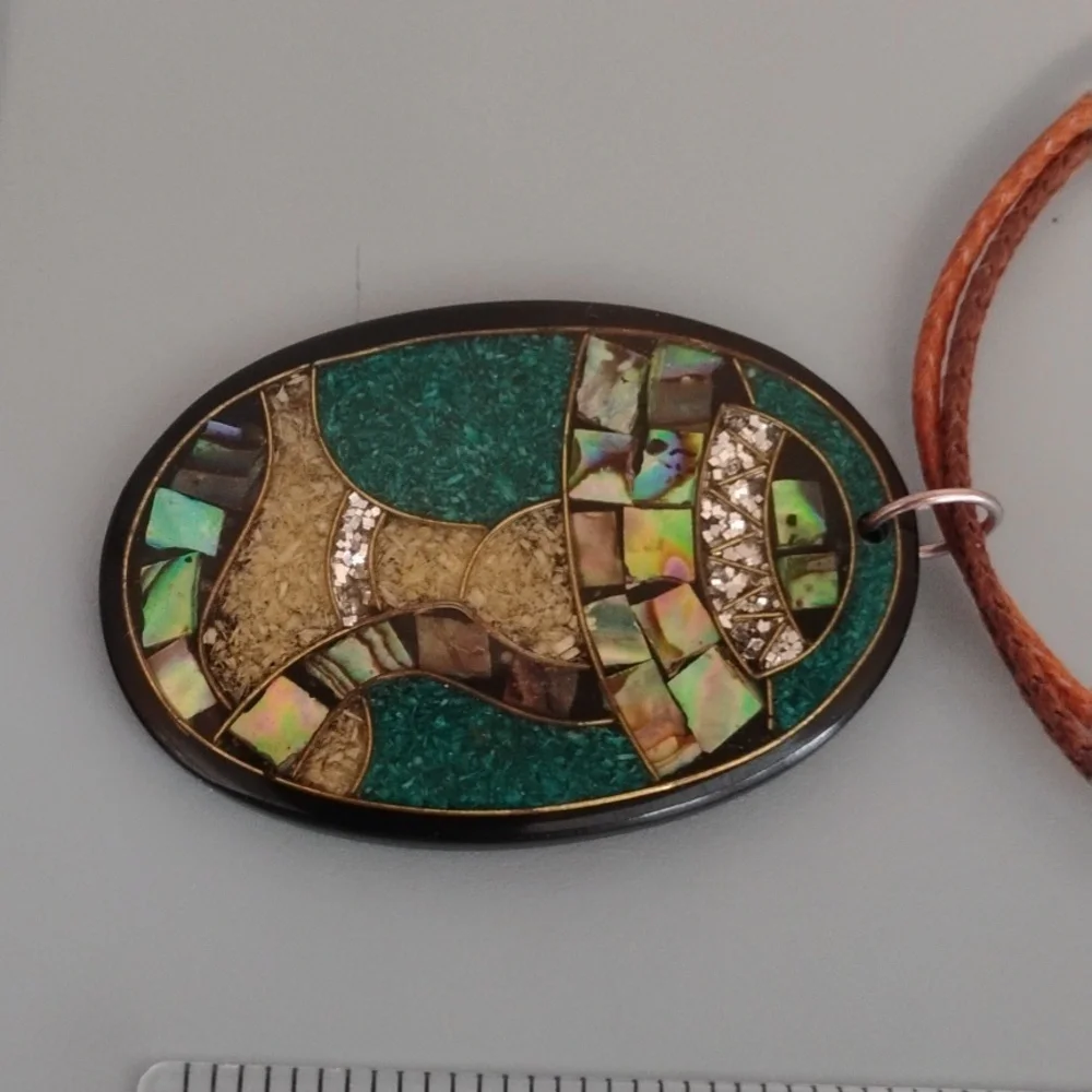 Mosaic Abalone Pendant Necklace - Picture 9 of 9